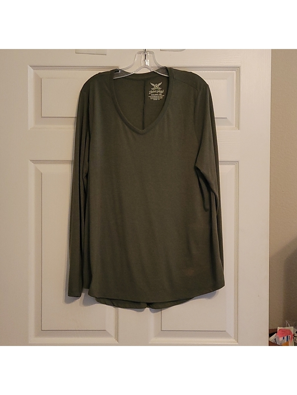 Faded Glory Women's Green Long Sleeve V-Neck Top XXL
